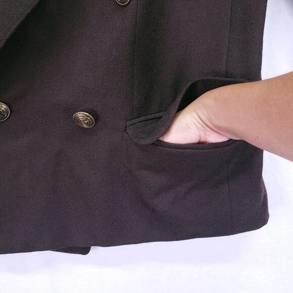 Giorgio Sant Angelo Womens Brown 100% Wool Pockets Preppy Blazer Jacket Size 12 - Picture 10 of 16